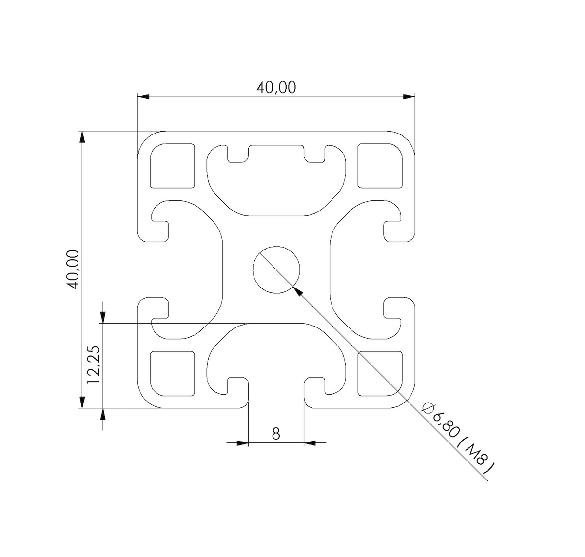 Profil 40 x 40  1N Nut 8